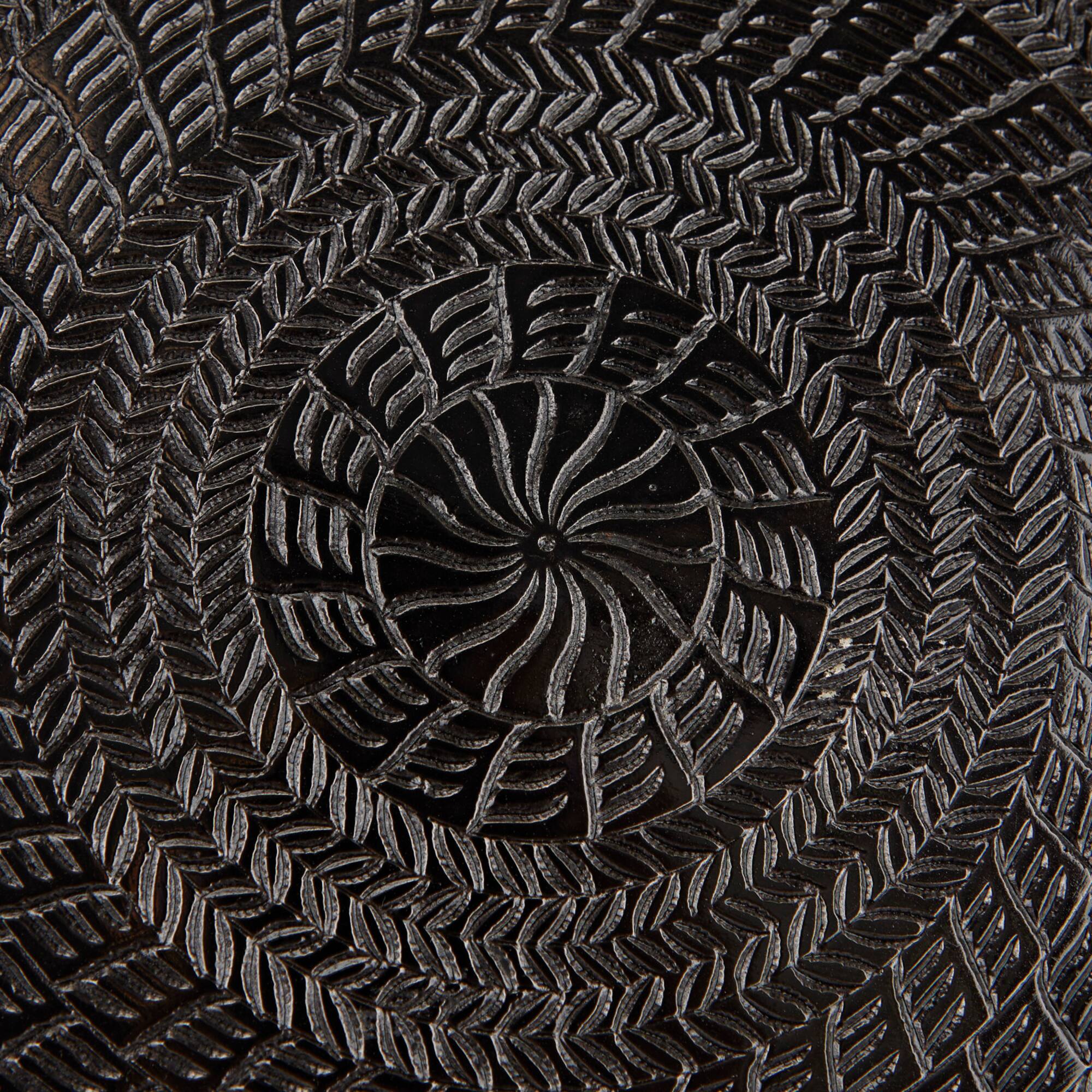 Black Aluminum Carved Designs Plate Wall Decor Set of 3 15", 13", 11"
